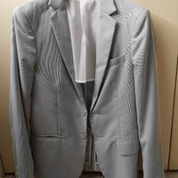 Giacca Estiva Uomo Righe Biaco-Azzurre Taglia 46