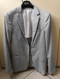 Giacca Estiva Uomo Righe Biaco-Azzurre Taglia 46