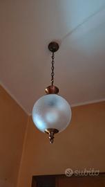 Lampadario a sospensione d'epoca a sfera in vetro