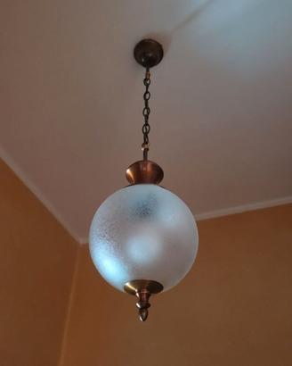 Lampadario a sospensione d'epoca a sfera in vetro