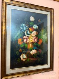 Quadro fiori olio su tela