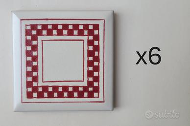 6 piastrelle 10x10cm decorate a mano Made in Italy