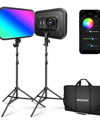 Neewer RGB168 60W – Set 2 Luci LED RGB con Stativi