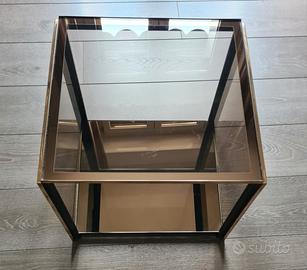 Tavolino in vetro e ottone vintage