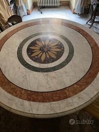 Tavolo piano in marmo intsrsiato base  intarsiato