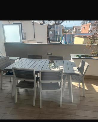 Tavolo allungabile con 6 sedie in resina