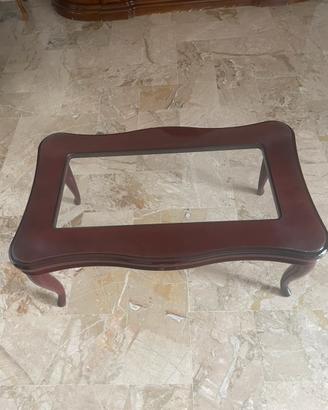 Tavolino da salotto classico in legno e vetro