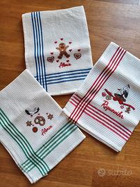 Set 3 strofinacci bianchi in cotone da cucina. 