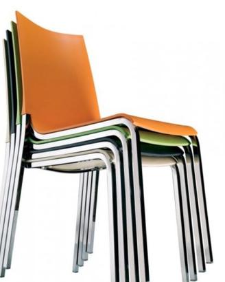 4 Sedie Bontempi casa Mod. EVA colore arancio