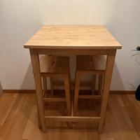 Tavolo bar IKEA in legno con 2 sgabelli