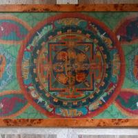 Antico Tangkha Mandala Kalachakra Tibetano 88x56cm