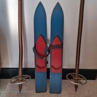 sci da bambino in legno vintage