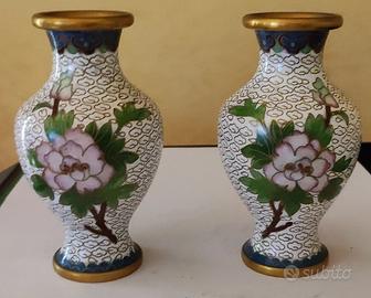 Coppia vasi cloisonné cinesi vintage