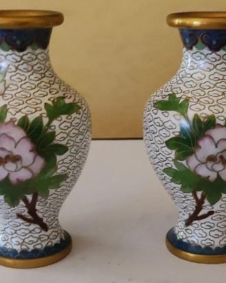 Coppia vasi cloisonné cinesi vintage