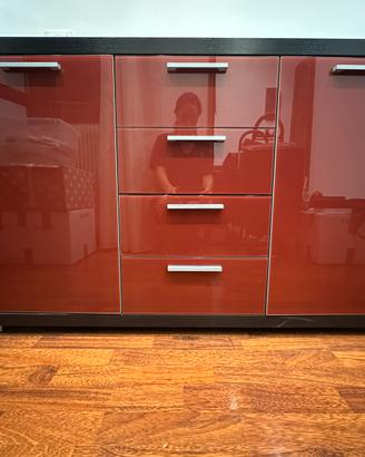 Mobile credenza moderno rosso lucido - 133x77x40cm