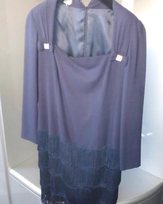 Abito bleu con frange tg.46 o 48