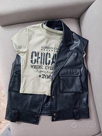 GIlet nero finta pelle NUOVO  s/m da ragazza
