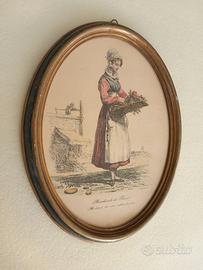 Coppia litografie di Carle Vernet in cornici ovali