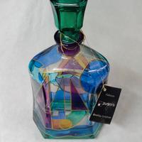 Bottiglia vintage anni '80 in vetro dipinto a mano