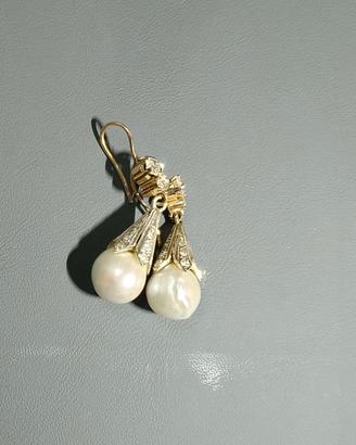 orecchini con diamanti e perle 