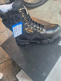 Love Moschino Stivali 40 Neri Pelliccia NUOVI