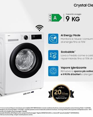 NUOVA Samsung Lavatrice Slim Crystal Clean
