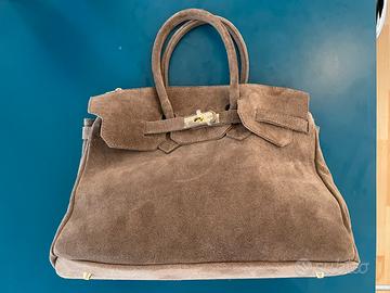 Borsa in pelle scamosciata in stile Birkin