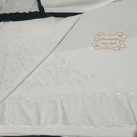 Lenzuola in puro  cotone  100% ricamato bianco