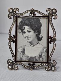 Portafoto vintage ottone e smalto stile Barocco