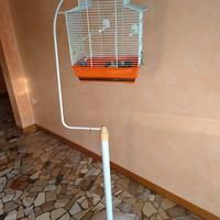 gabbia e supporto per uccelli 