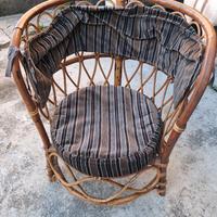 poltroncina tonda in rattan anni 60