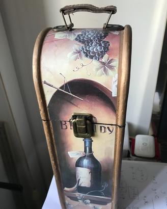 Cassetta legno vintage con logo OLD BRANDY