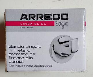 Gancio singolo in metallo cromato nuovo