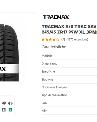Pneumatici Tracmax A/S Trac Saver 245/45 ZR17 99W
