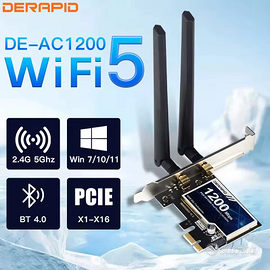 DERAPID Scheda WiFi 5 2.4 5GHz Bluetooth 4.0 PCI-E