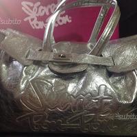 Borsa Secret Pon-Pon originale in pelle argento