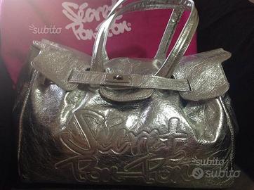 Borsa Secret Pon-Pon originale in pelle argento