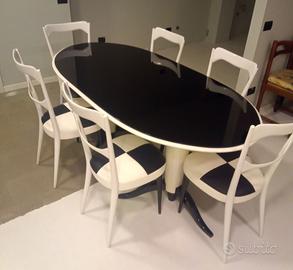 Tavolo ovale 182x80 x h 78 laccato e 6 sedie ecope