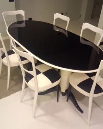 Tavolo ovale 182x80 x h 78 laccato e 6 sedie ecope