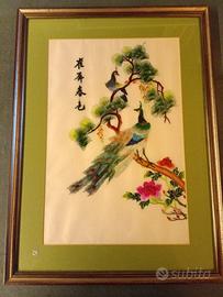 Ricamo cinese vintage su seta