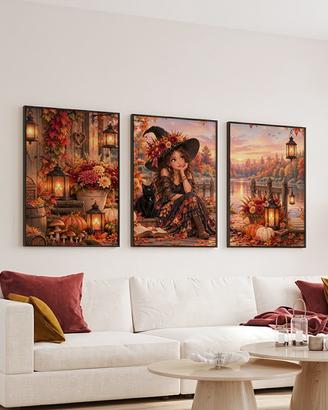 3 Poster Halloween Magia Autunno Wall Art Decor