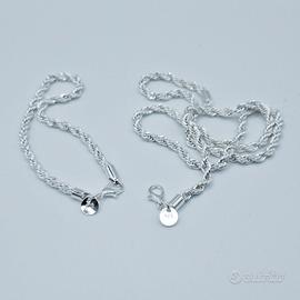 parure argento 925 collana e bracciale  torchon
