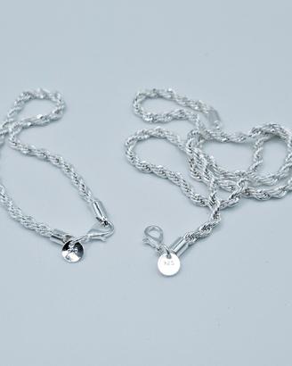 parure argento 925 collana e bracciale  torchon