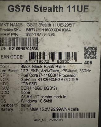 MSI GS76 STEALTH 11UE