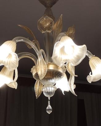 Lampadario vetro Murano + foglia/fiore ricambio