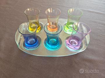 6 Bicchieri da shot vintage Dansk Spectra +Vassoio