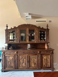Credenza vetrina artigianale intagliata a mano