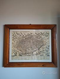 Vecchia cornice con stampa città di Piacenza 