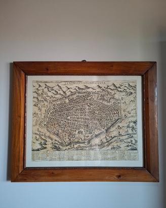 Vecchia cornice con stampa città di Piacenza 