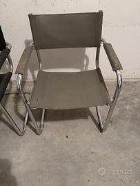 3 sedie cantilever vintage cuoio grigio e cromo